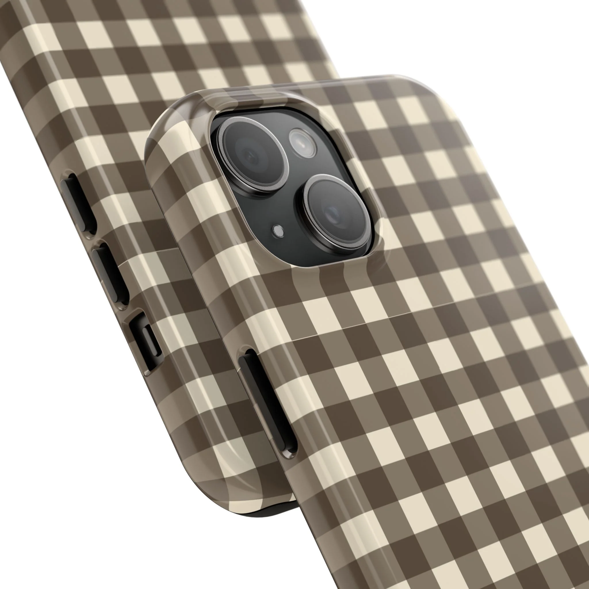 Customizable Brown Gingham Phone Case - Image 11