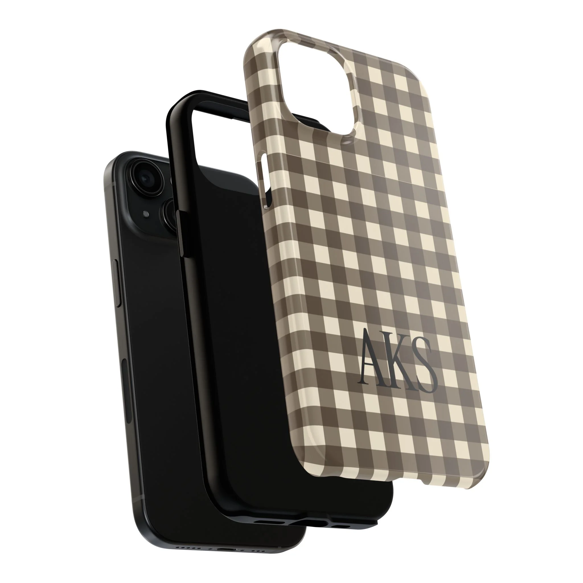 Customizable Brown Gingham Phone Case - Image 13