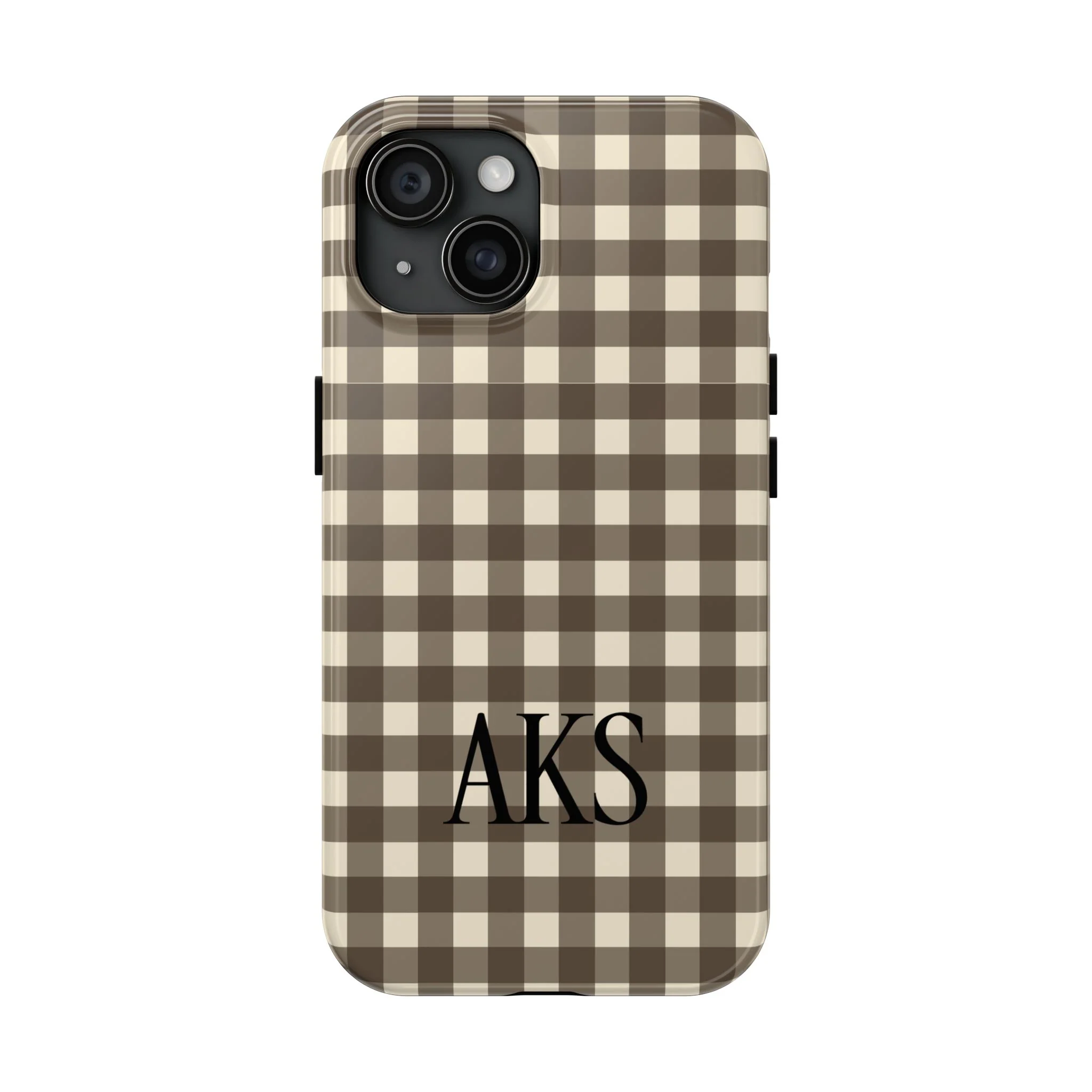 Customizable Brown Gingham Phone Case - Image 2