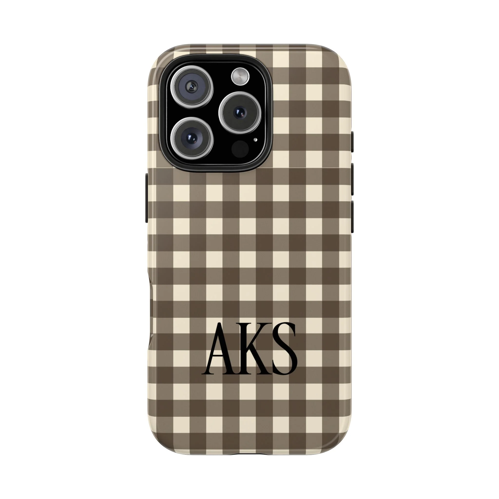 Customizable Brown Gingham Phone Case - Image 4