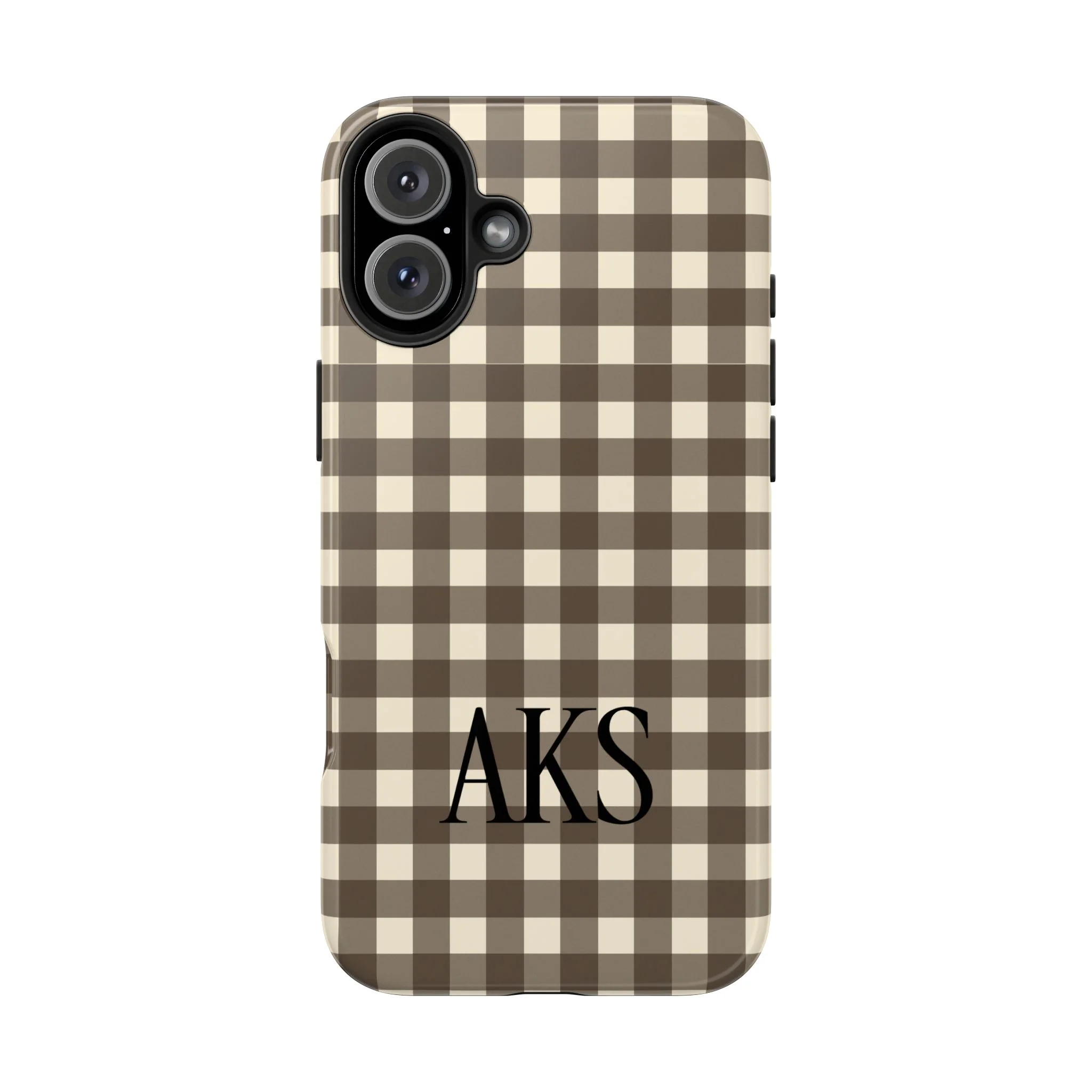 Customizable Brown Gingham Phone Case - Image 7