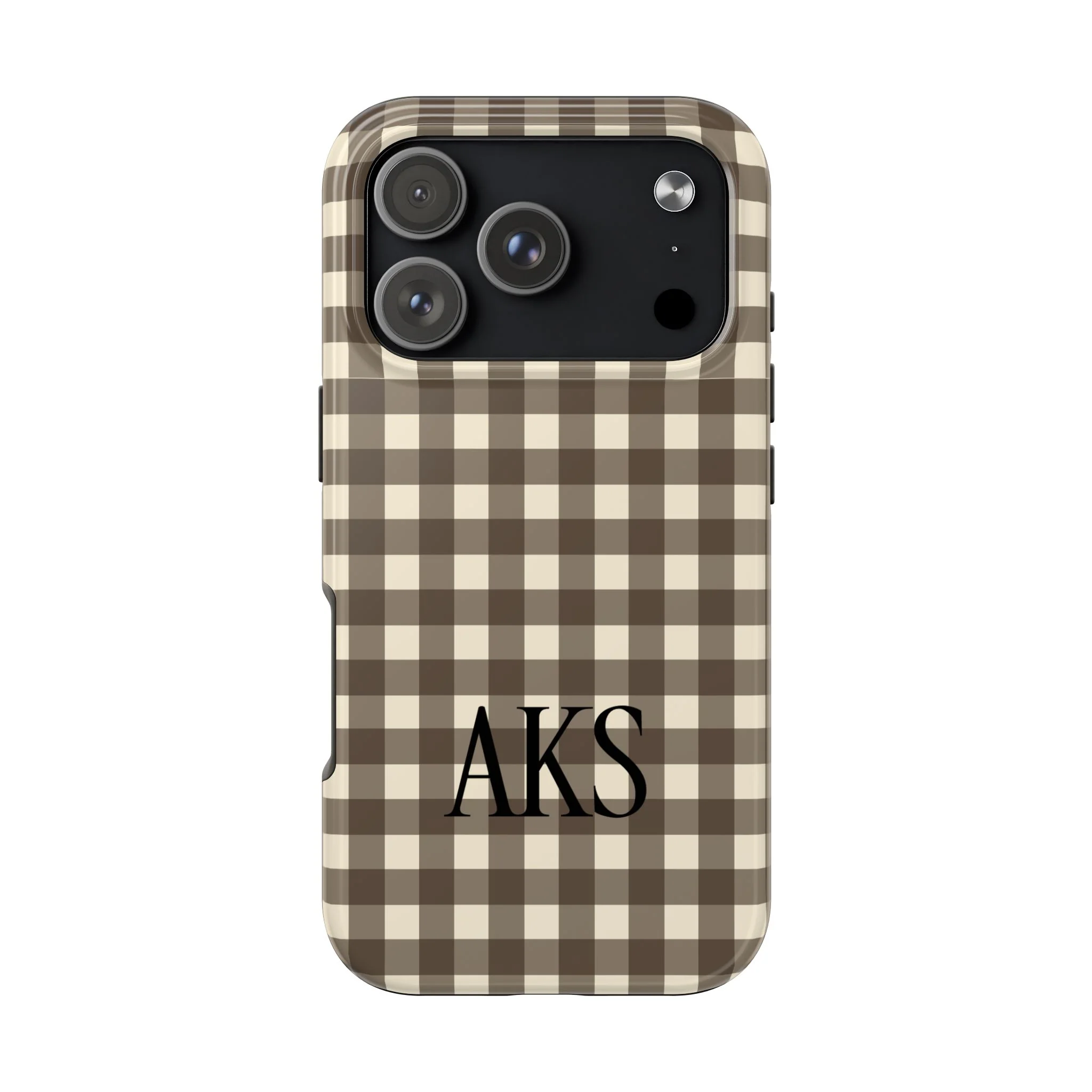 Customizable Brown Gingham Phone Case - Image 8