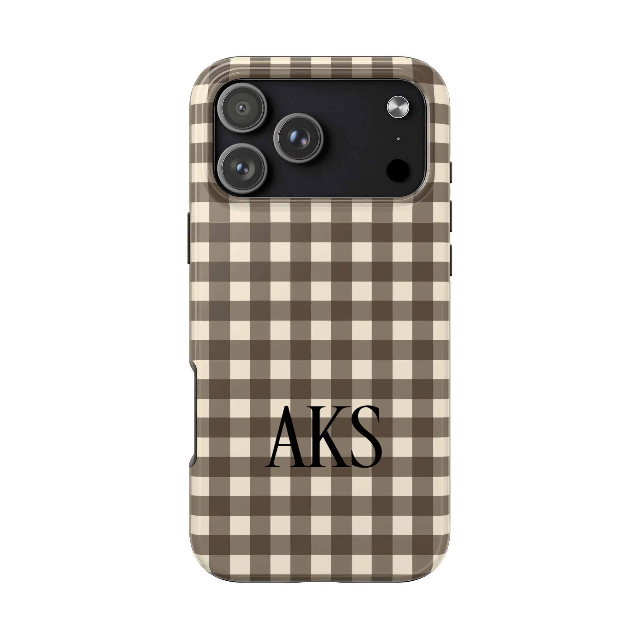 Customizable Brown Gingham Phone Case - Image 9