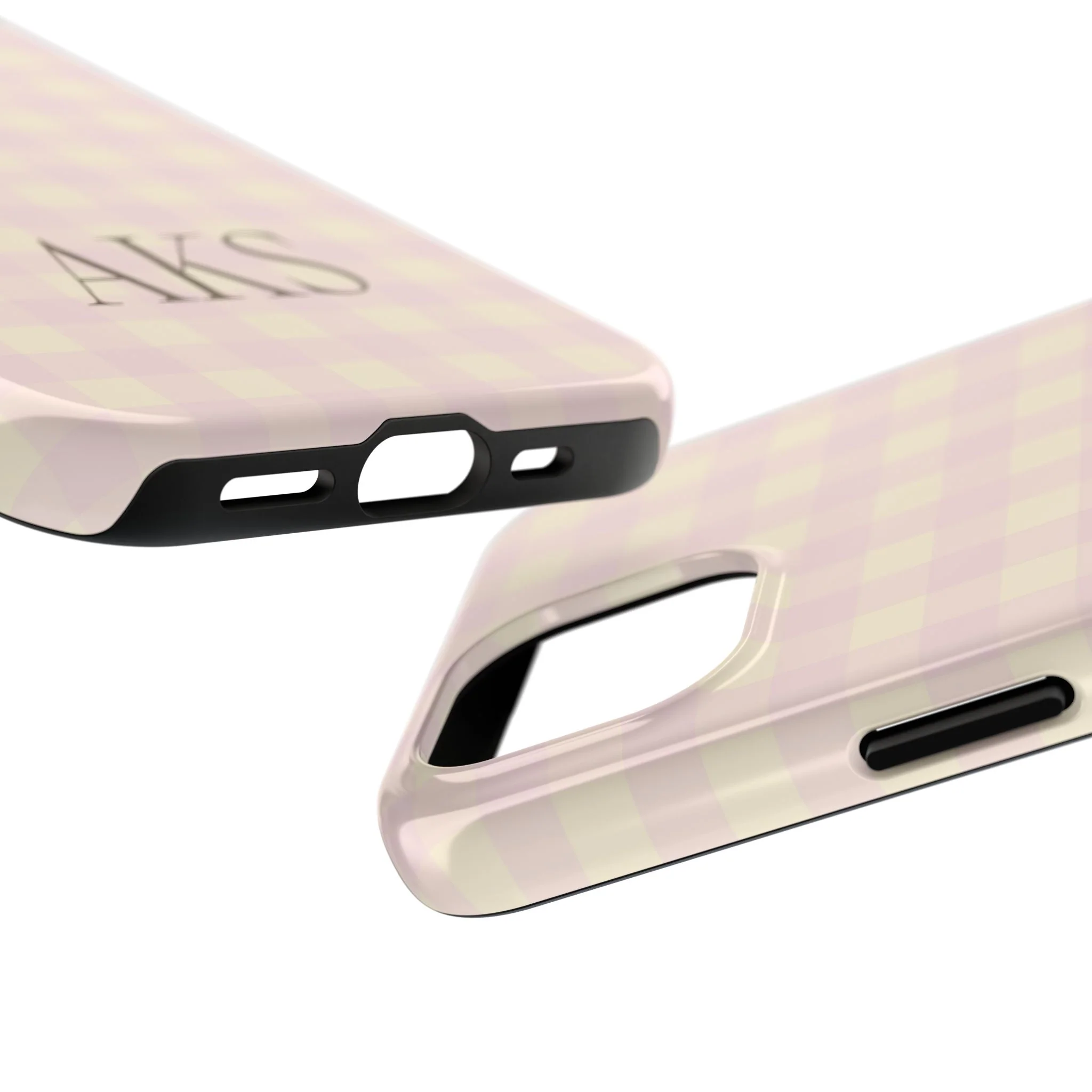Customizable Pink & Yellow Gingham Phone Case - Image 12
