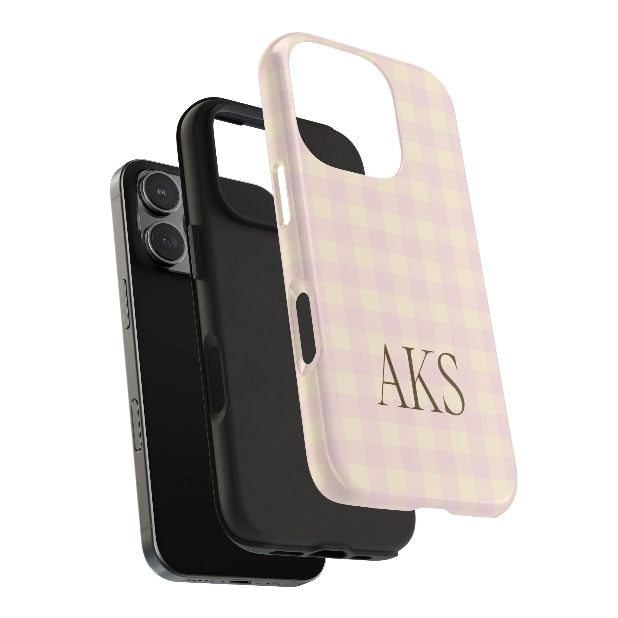 Customizable Pink & Yellow Gingham Phone Case - Image 18
