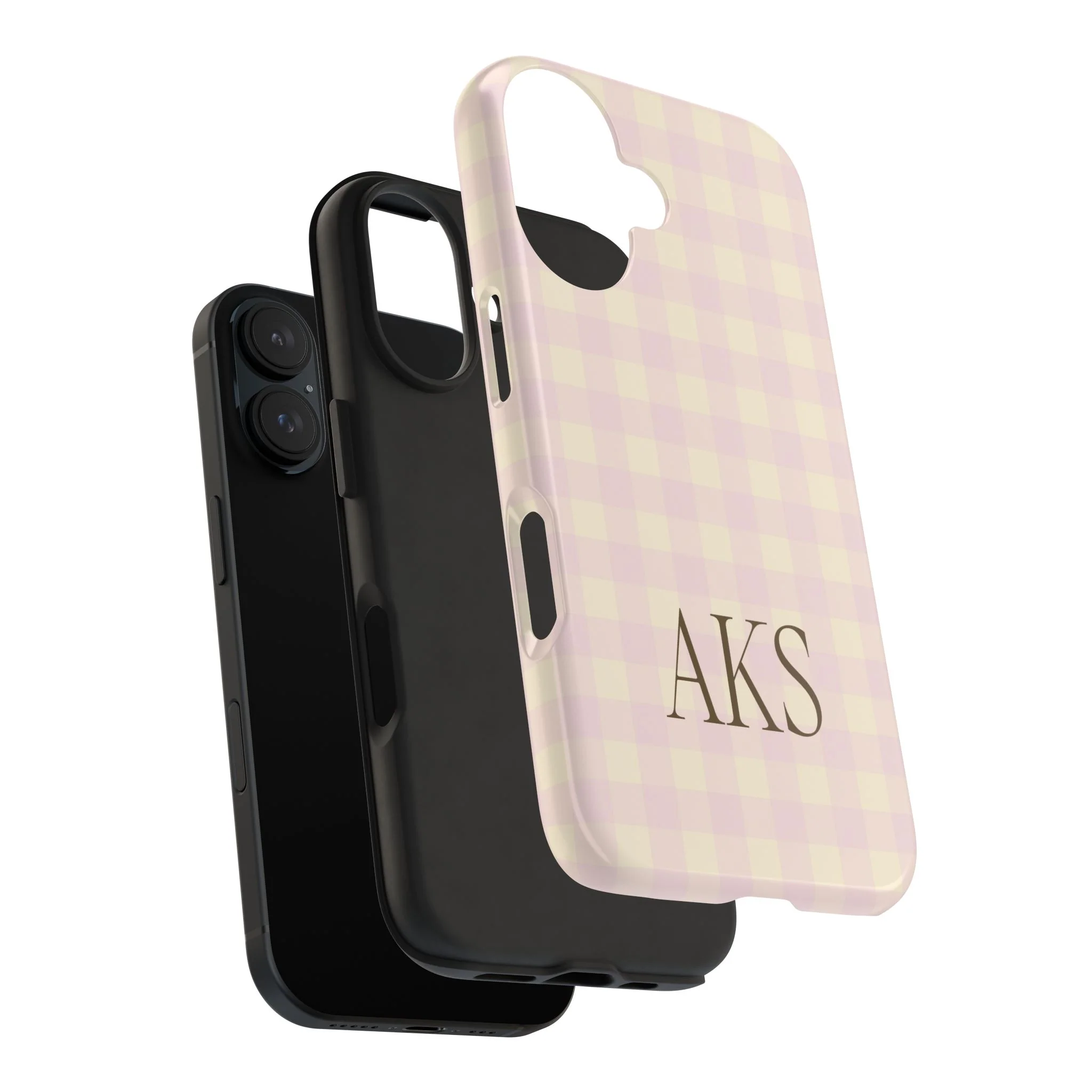 Customizable Pink & Yellow Gingham Phone Case - Image 22