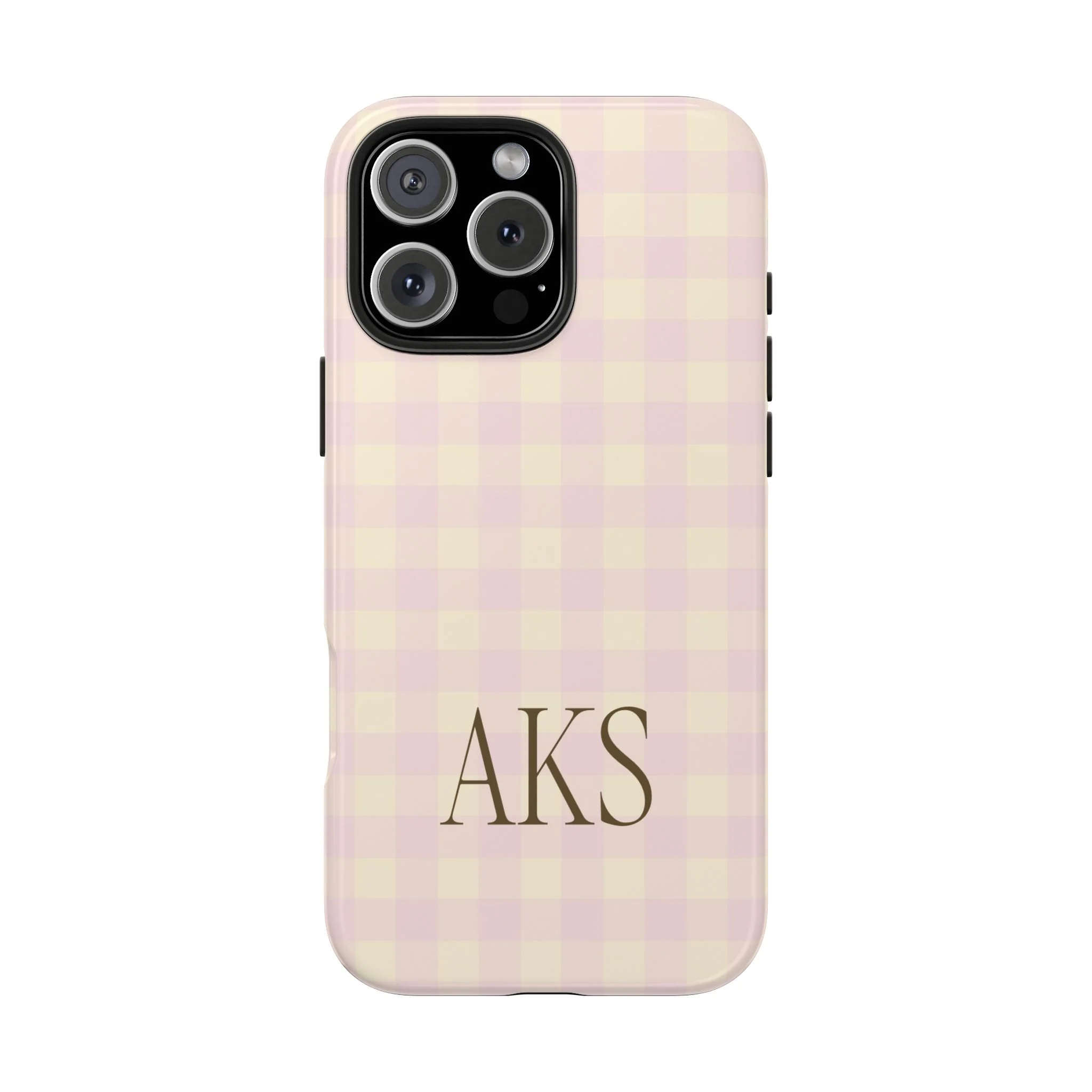 Customizable Pink & Yellow Gingham Phone Case - Image 5