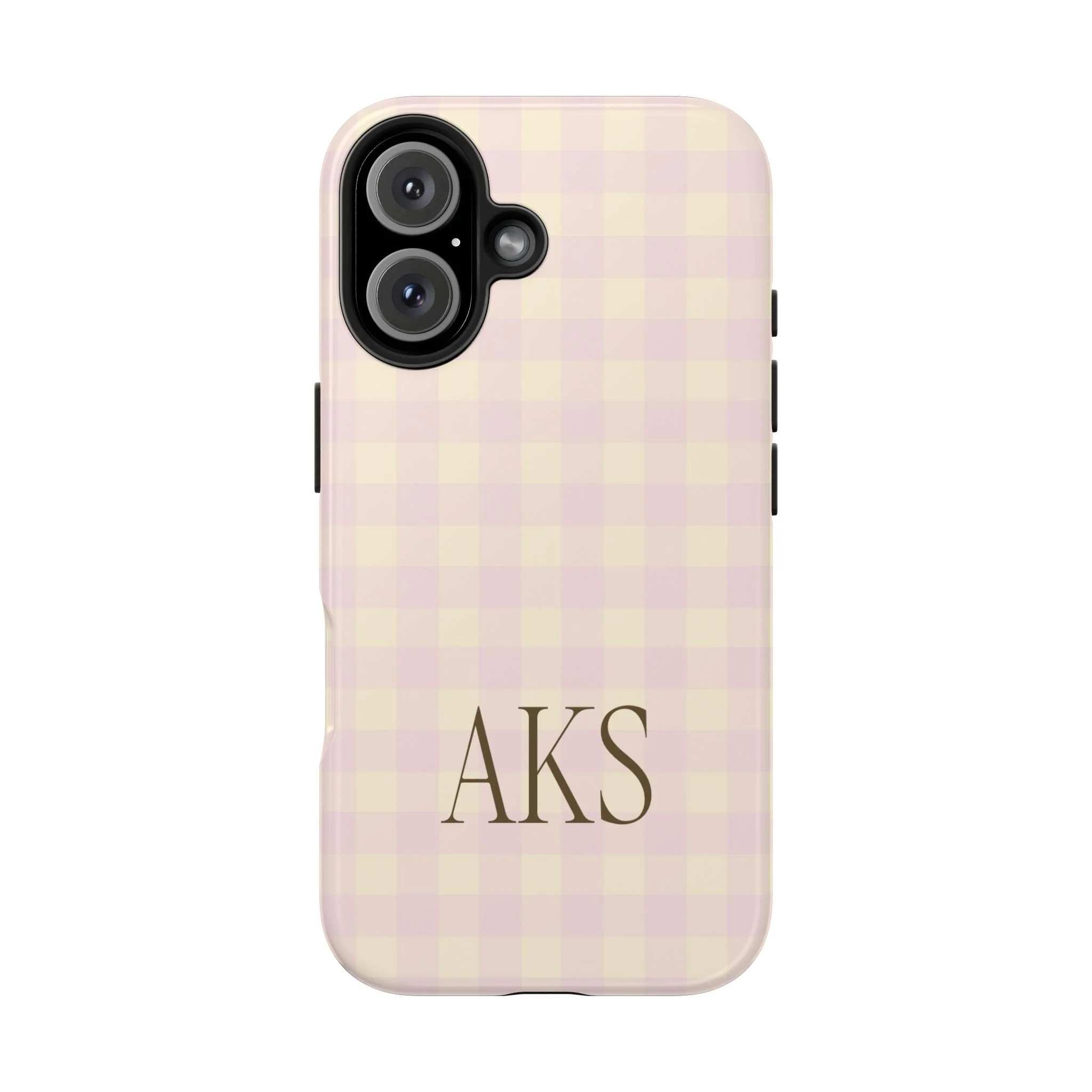 Customizable Pink & Yellow Gingham Phone Case - Image 6