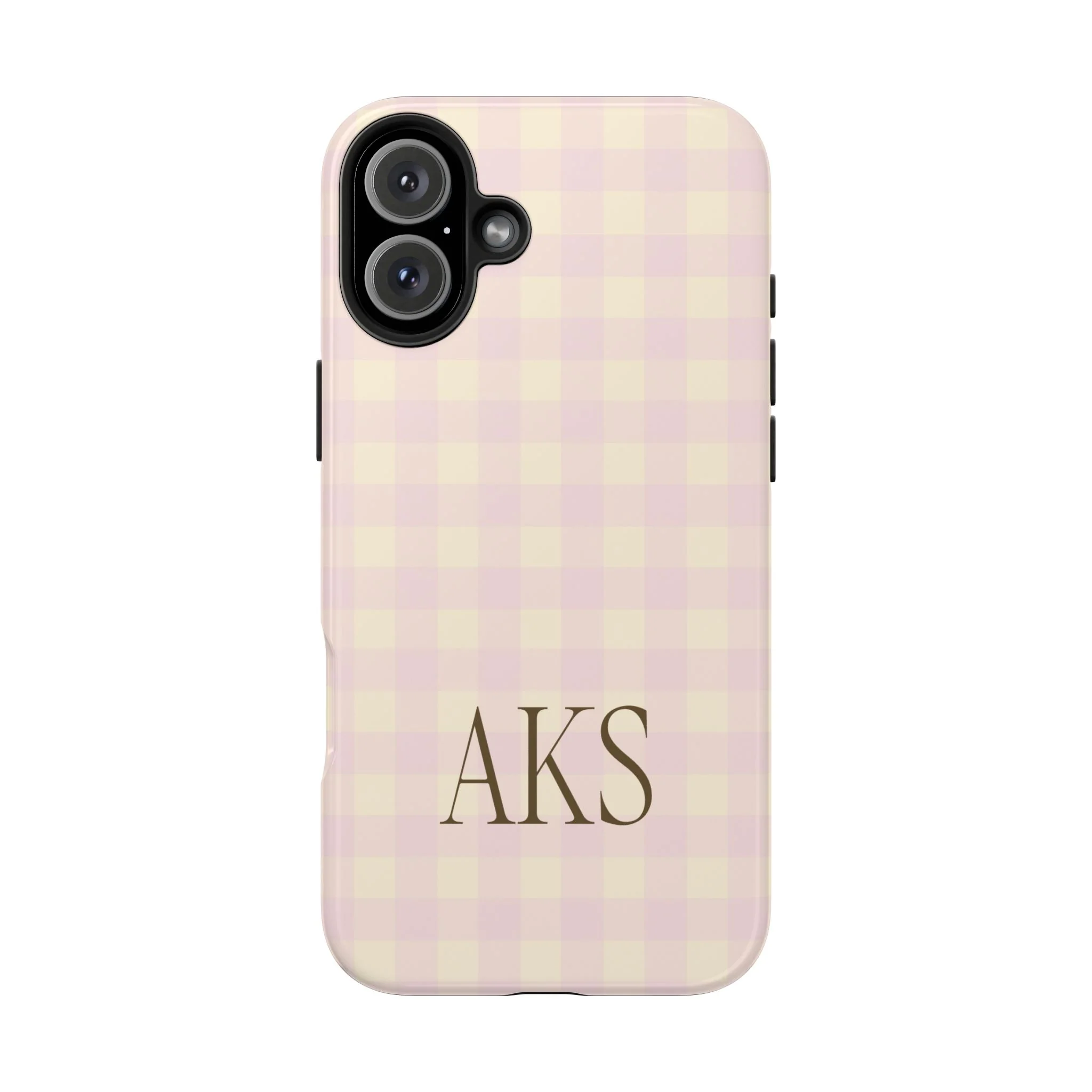 Customizable Pink & Yellow Gingham Phone Case - Image 7