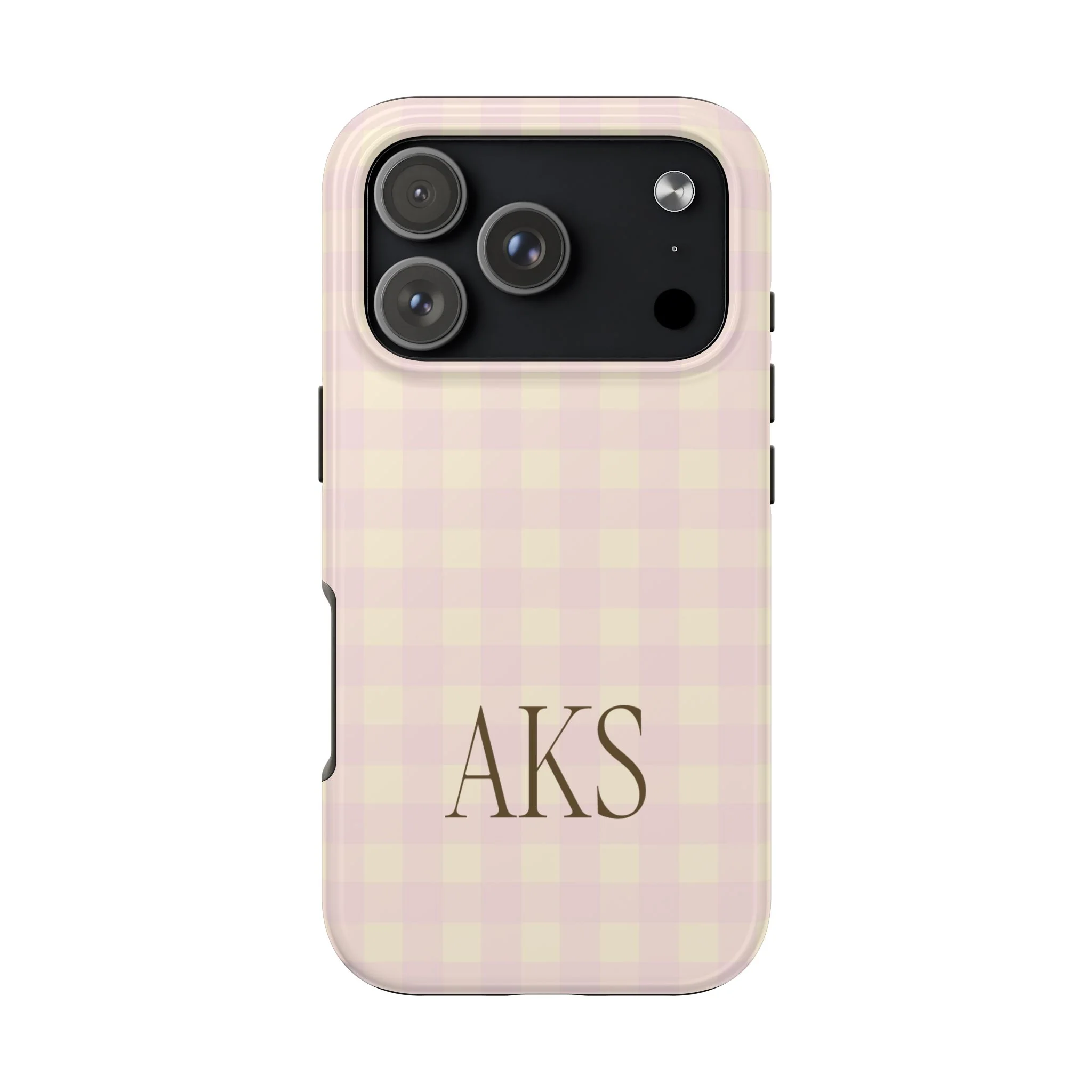 Customizable Pink & Yellow Gingham Phone Case - Image 8