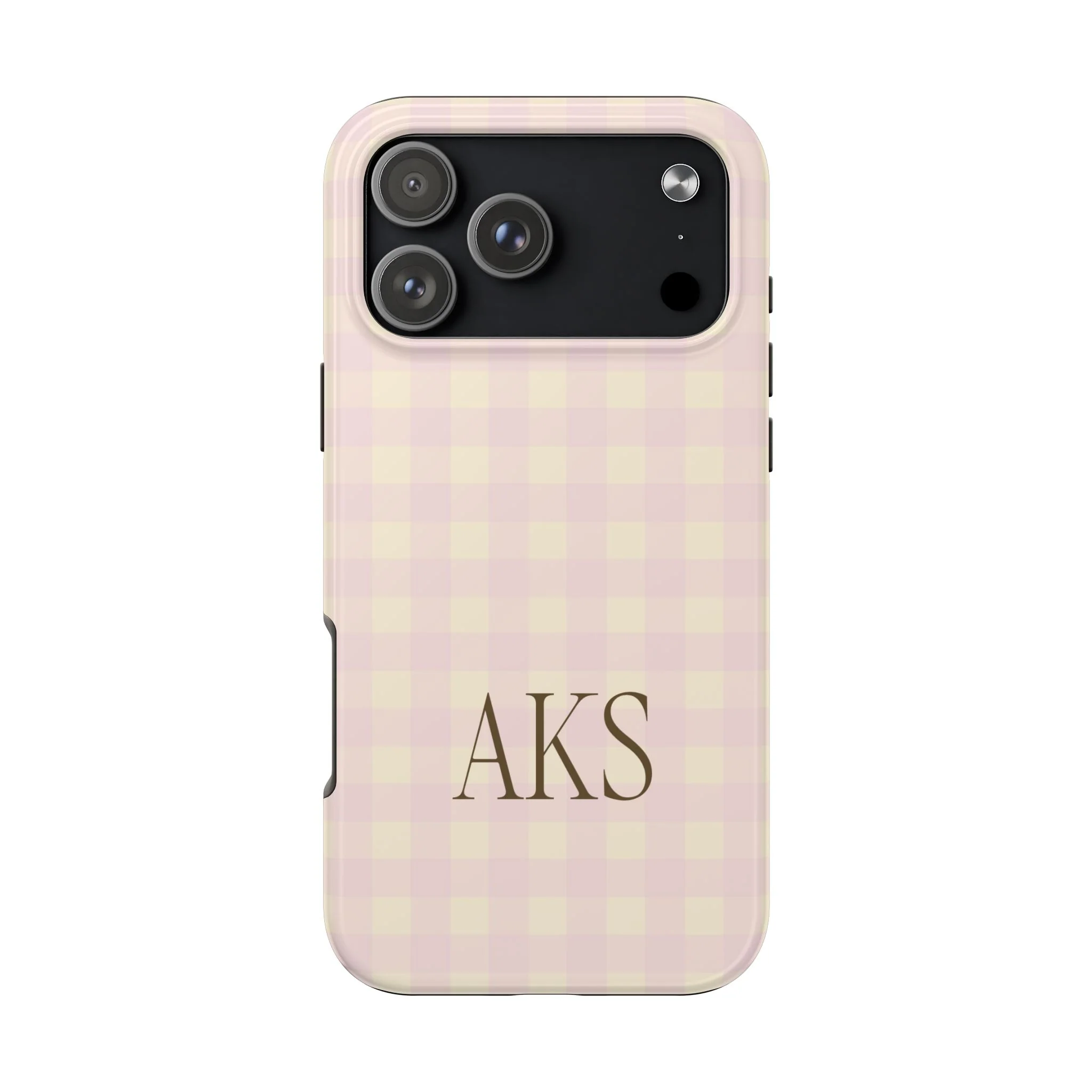 Customizable Pink & Yellow Gingham Phone Case - Image 9
